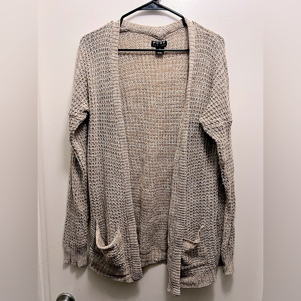 POOF Women's Tan/Cream Knit Cardigan, Size M